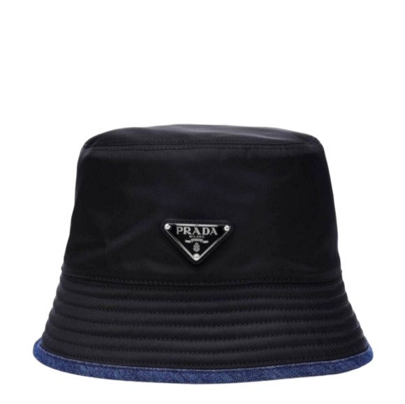 MSRP $795! Double-Sided Authentic Prada Re-Nylon & Denim Bucket Hat Size Medium - Picture 3 of 14